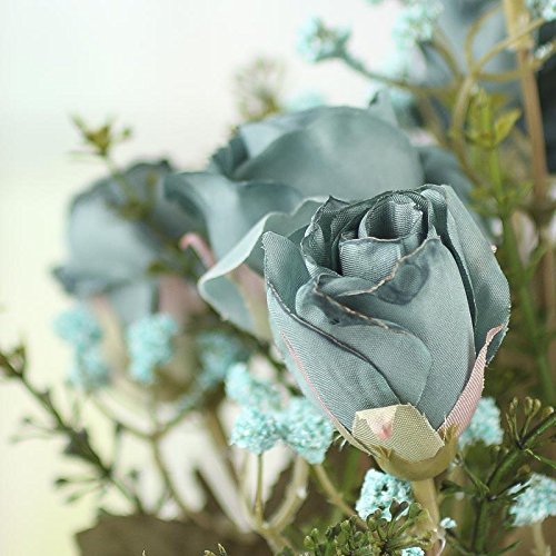 Factory Direct Craft Artificial Dried Teal Antique Rose Bush for Home Decor, Crafting and Displaying