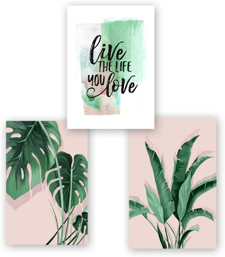 Amazon Com Nrearty Green Tropical Leaves Monstera Leaf Palm Banana Live Canvas Painting Poster Print Wall Art Pictures Living Room Home Decor 50x70cmx3 Unframed Posters Prints