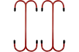 C Q CHANG QI Brake Caliper Hanger Hooks - with Rubber Tips for Automotive Work on Brake Axle and Suspesion Systems, Durable Steel, Red Powder Coated Brake Caliper Hanger Hooks (4PC)
