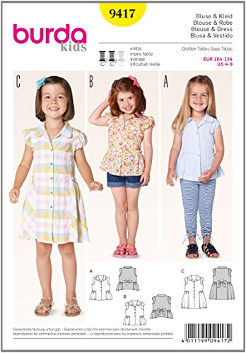 BurdaKids Blouses and Dress Easy Sewing Pattern 9417