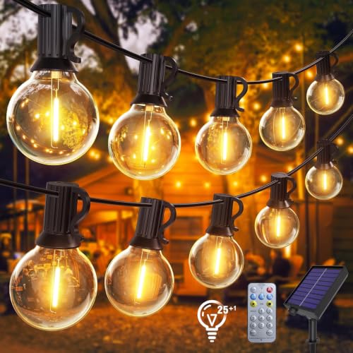 KIROGILY Luces para Exterior Jardin G40 de 15m 25+1,Guirnalda de Luces para Exterior Inastillables Alto Brillo, Focos para Exterior Impermeable IP65 Solares, para Decoracion Halloween Navidad