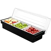 BEYLANG Ice Chilled Serving Tray Condiment Pots 3 Compartment Condiment Server Caddy (3 Compartments)
