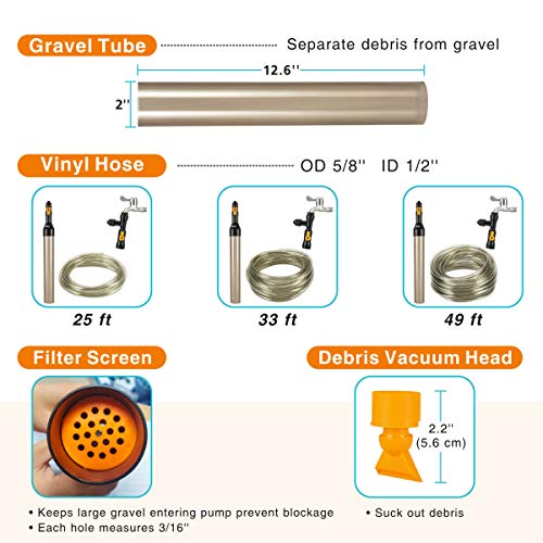 hygger BucketFree Aquarium Water Change Kit Fish Tank Auto Siphon Pump Gravel Cleaner Tube with