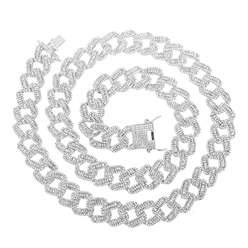 HH BLING EMPIRE Thick Cuban Link Chain for Men,Silver or Gold Chunky Cuban Link Necklaces,Oversized Hip Hop Chain in 18mm Width (Siliver,18