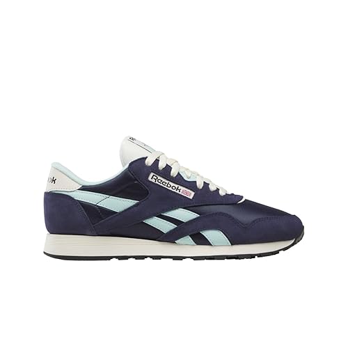 Reebok Men's Classic Nylon Sneaker, Vector Navy/Glitch Aqua/Vintage Chalk, 3