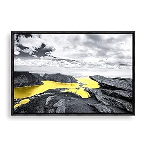 Framed Canvas Home Artwork Decoration Gold Scenery Canvas Wall Art for Living Room Bedroom - 16x24 inches