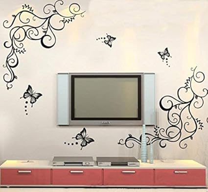 Decals Design Lovely Butterflies Wall Sticker (PVC Vinyl, 90 cm x 30 cm, Black)