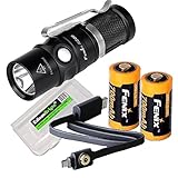 Fenix RC09 550 Lumen USB rechargeable CREE LED Flashlight EDC with 2 X Fenix 16340 Li-ion batteries, and EdisonBright BBX3 battery carry case bundle