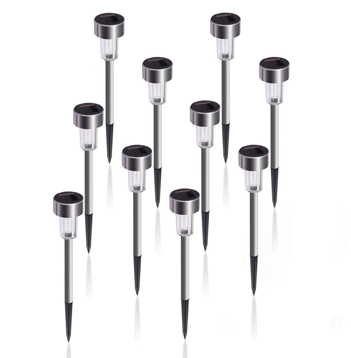 Solar Lights Outdoor, Pathway Lighting, Upgraded Solar Waterproof Lights, Stainless Steel Garden LCD Ornament Lamps for Lawn, Garden, Patio, Pathway, Pond -10Pack