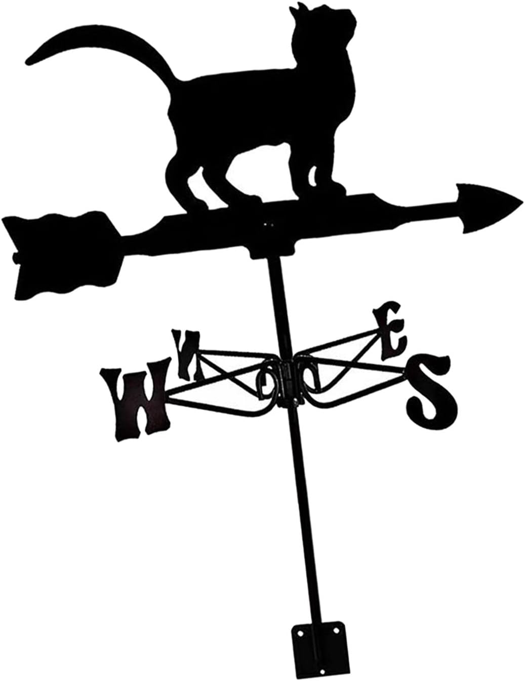 Weathervanes - Fonowx Black Wrought Iron Weathervane, Weather Vane Outdoor Scene, Decorative Art Stake Wind Direction for Garage Cupola Outdoor Garden Decor, cat