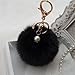 keychain, Mikey Store Cute Rabbit Fur Ball Keychain Bag Plush Car Key Ring Car Key Pendant (Black)