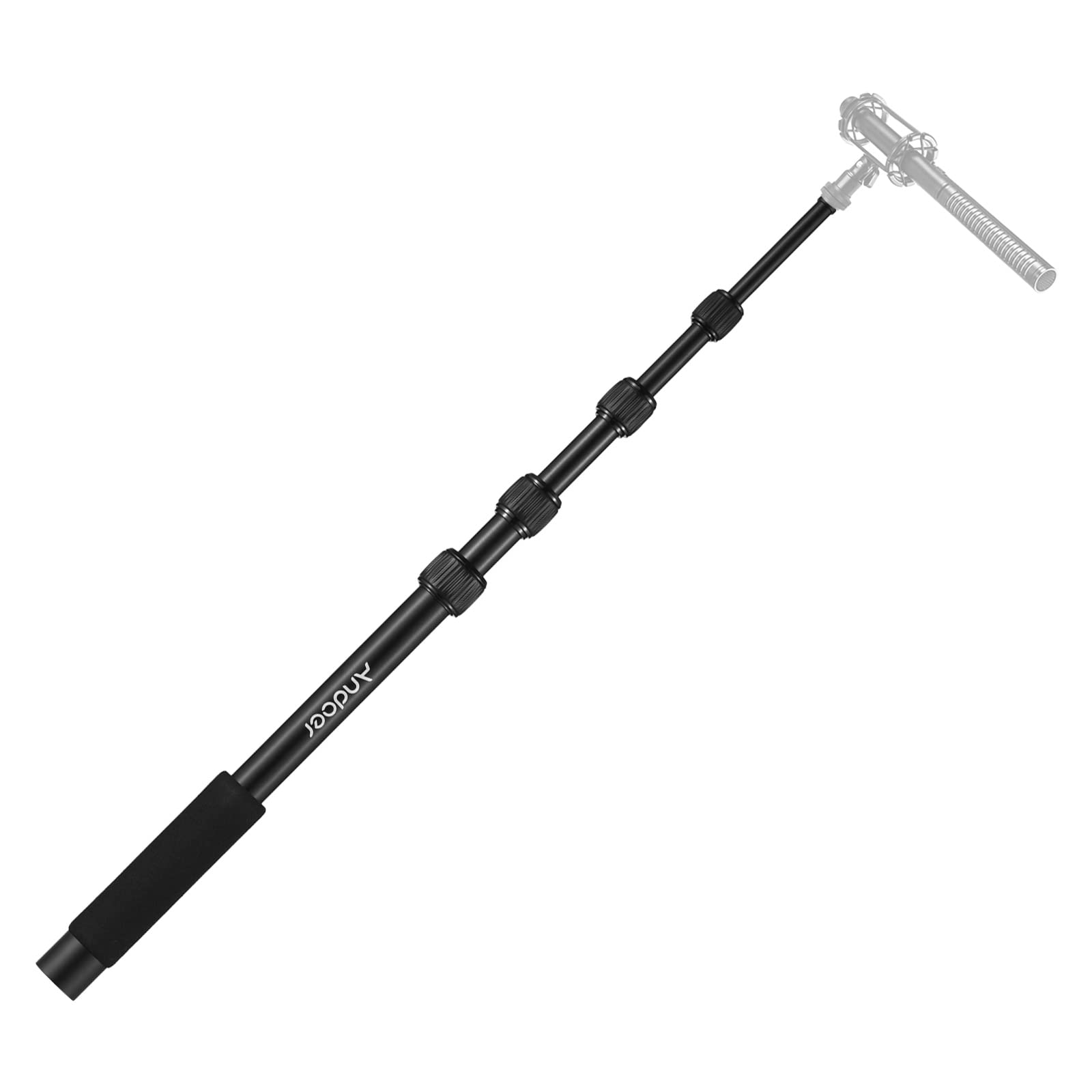 YANGZY Handheld Microphone Boom Arm 5-Section Extendable Mic Arm Aluminum Alloy Boom Pole for Microphones 1/4 Inch Screw & Thread with Foam Grip Twist Locks 40cm-155cm/15.7in-61in Adjustable Length