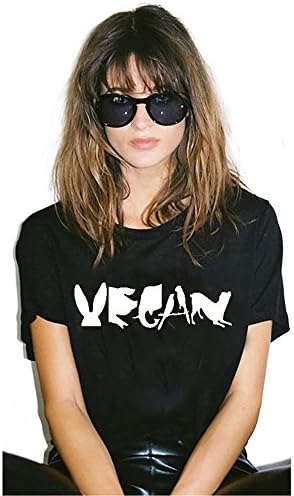 Yyicool Vegan Spelled with Animals Print Women Tshirt Cotton Casual Funny T Shirt for Lady Girl Tops