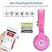 Bluetooth Headphones Over Ear, Hi-Fi Stereo Foldable On-Ear Headset with Microphone, APP to Control Headphones, Soft Earmuffs Support SD Card FM Radio Wired and Wireless Headset for Kids Adults, Pinkthumb 1