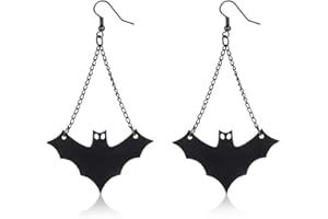 NEHAJUNXI Halloween Black Leather Vampire Bat Earrings for Women