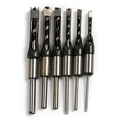 Click Here to See More Images Atoplee 6pcs Woodworker Square Hole Drill Bits Mortising Chisel Set, Mortise Chisel & Bit Set,6 sizes,1/4