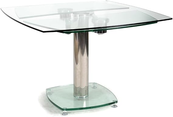But Table Carree Avec Allonges Plateau Verre Transparent Contempo Amazon Fr Cuisine Maison