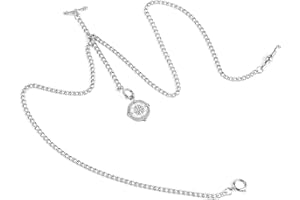 OyeahO Albert Chain Pocket Watch, T-bar Chain with Compass Pendant, Curb Link Chain 2 Hook Antique Fob T Bar for Men