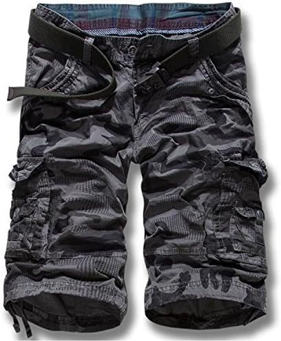 LOVECC Men's Summer Cotton Relaxed Fit Camo Cargo Shorts(No Belt)