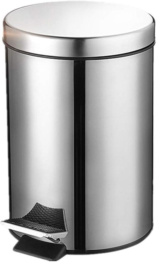 Wguili Trash Can 5L Capacity Silver Round Trash Can Stainless Steel