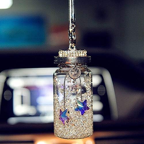 Austrian Crystal Wishing Bottle Car Hanging Ornament Car Rearview Mirror Pendant (White)
