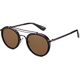 2020 VentiVenti Vintage Steampunk Double Bridge Round Polarized Sunglasses Designer Metal Frame For Women Men