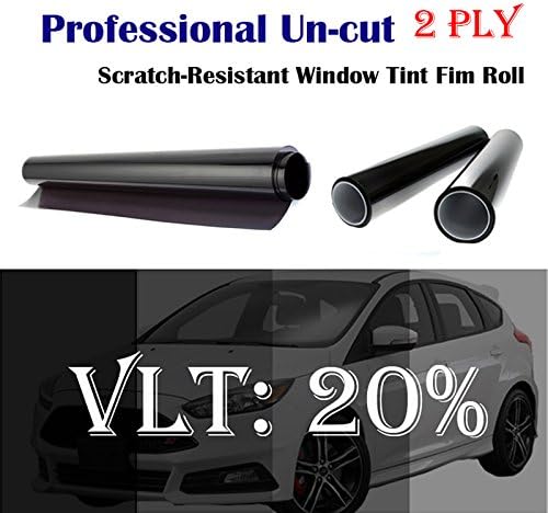 Mkbrother 2PLY 20% VLT 24" in x 100' Ft (24in x 1200in) Heat & UV Block Professional Window Tint Adhesive Film Auto Car