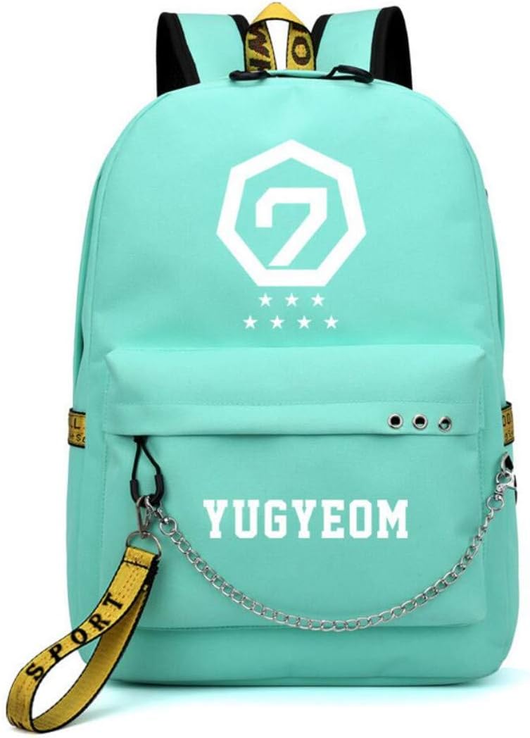 Youngate Kpop Got7 Backpacks High Scholl Students Bags For Fans Laptop Bag With USB Charing Port Green8