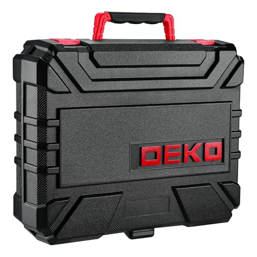 DEKO Complete Tool Box with Drill Driver 8 V Battery, 126 Pieces Case with Complete Set of Bits (Red)