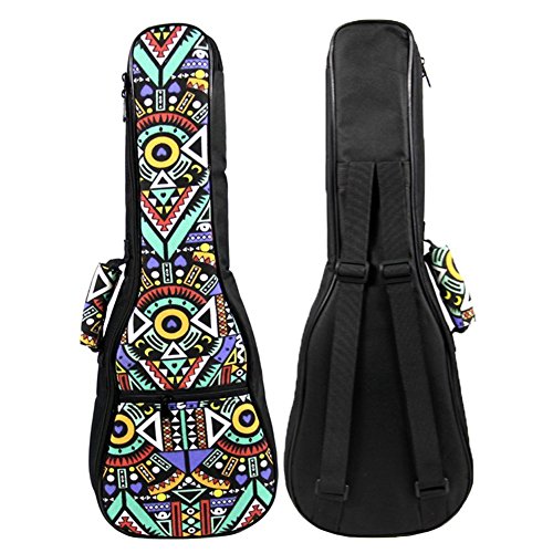 HOT SEAL 10MM Sponge Padding Waterproof Durable Colorful Conventional Ukulele Case Bag with Storage (21 Inch, Blue-Graffiti No.1)