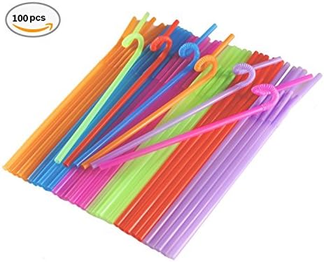 Disposable Flexible Drinking Straws Colorful Extra Long Bendy Party Flexible Drinking Straws Cocktail Drink Straw,100 Pieces