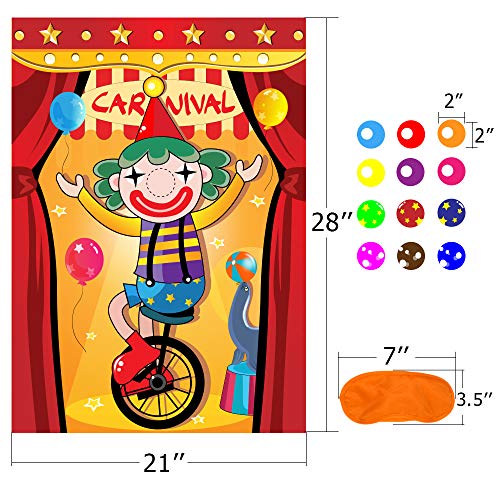 Carnival Pin The Nose On The Clown Party Game,Fun Carnival Game for Kids and Adults in Carnival Party Activities, Great Carnival Decorations and Supplies - Thumbnail 2