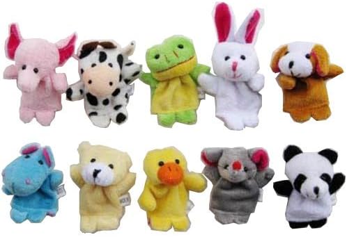Generic Kids Velvet Animal Style Toy Finger Puppets Pack of 10 Color Multi
