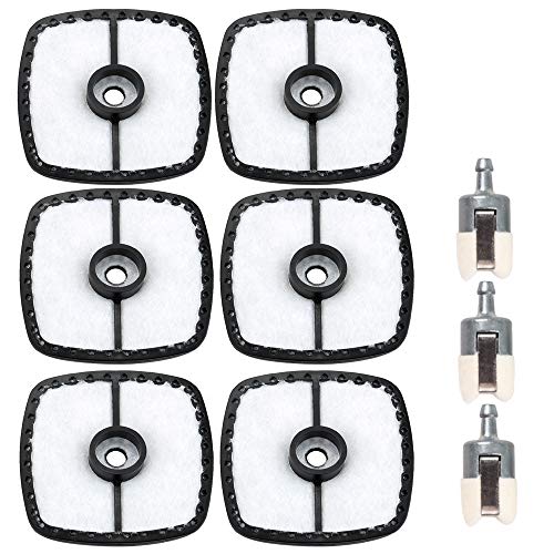 Dxent 6Pcs SRM225 Air Filter Fuel Filter for Echo A226001410 SRM210 GT200 GT225 GT230 SRM230 String Trimmer PB200 PB250 Leaf Blower PB250LN PE200 PE225