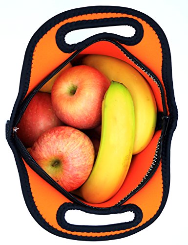 Orchidtent Neoprene Water Resistant Portable Lunch Bag Carry Case Tote with Zipper Strap Box Cooler Container Bags Picnic Outdoor Travel Fashionable Handbag Pouch for Women Men Kids Girls (GREY)