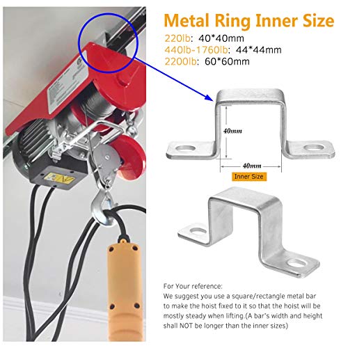 Partsam 220 Lift Electric Hoist Crane Remote Control Power System, Zinc-Plated Steel Wire Overhead Crane Garage Ceiling Pulley Winch w/Premium Straps (w/Emergency Stop Switch) - Image 4
