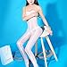 White Color QueensHot Sexy Erotic Silky Shiny Lingerie Babydoll Teddy Tube Body Catsuit Stocking Tigh-High,White,Large