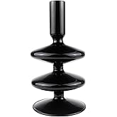 Glass Candle Holder for Taper Candles,Clear Decorative Candle Sticks Holders for Wedding Valentines Day Birthday Party Centerpiece (Black)
