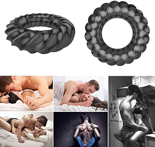 Jiaua Stretchy Silicone Lock Sleeve Ring, Enhancing Pennis Ring for Men Longer Harder Stronger,Black