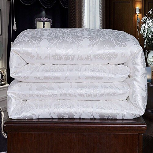 NS Luxury Mulberry Silk Duvet Silk Comforter Silk Filled Comforter Silk Quilt Doona Bedspread Coverlet Blanket King Size Color White for Winter