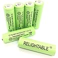 RELIGHTABLE NiMH AA/AAA 600mAh 1.2V Rechargeable Batteries for Solar Lights, Garden Lights and Remotes (6PCS AA 600mAh Batteries)