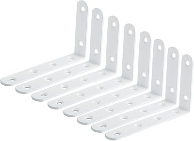 Mooche 8Pcs White Shelf Brackets 125mm L Shape Heavy Duty Wall Mount