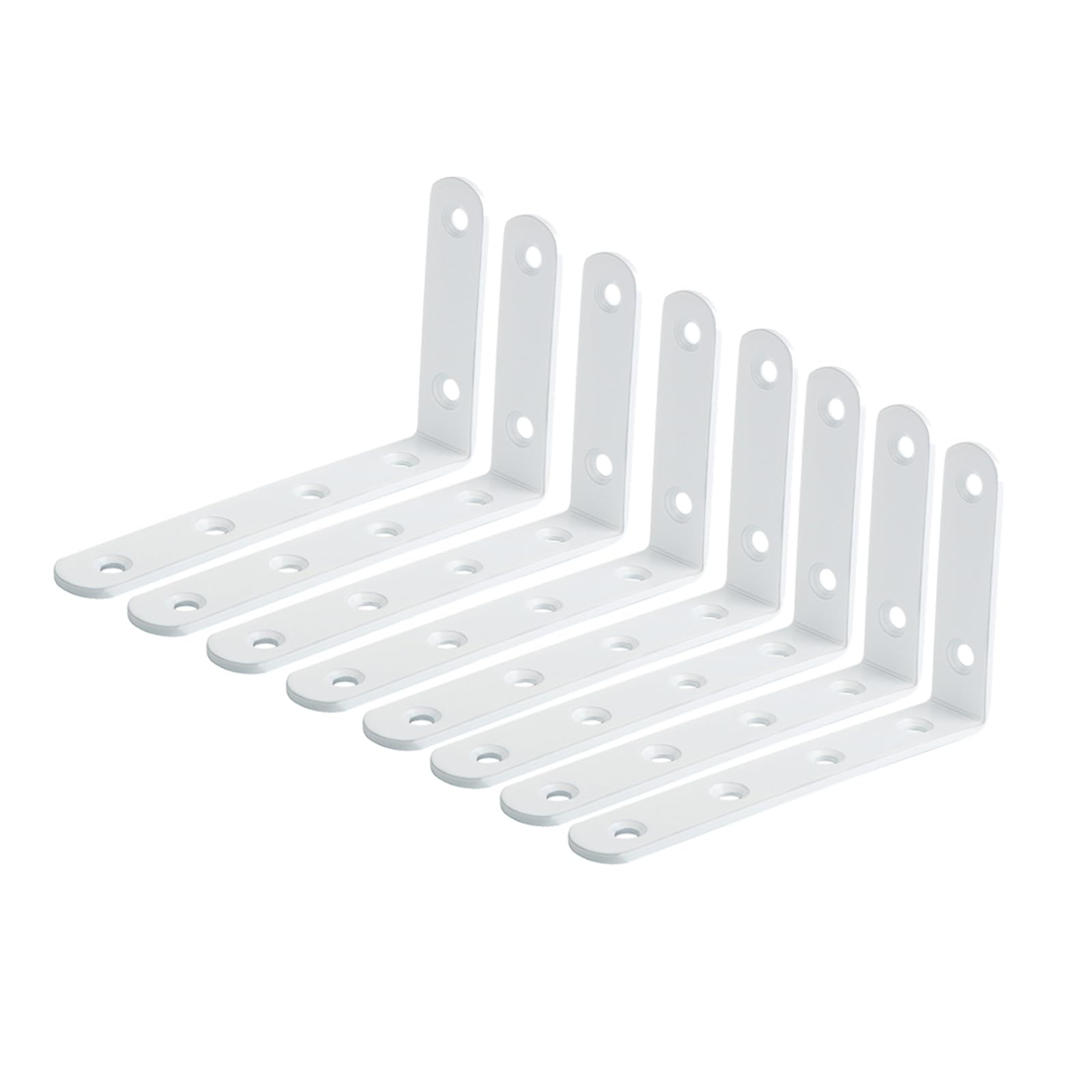 Mooche 8PCS White Shelf Brackets 125mm, Metal L Bracket for Shelves, Wall Mounted Shelf Supports Brace Heavy Duty for Living Room Kitchen Office