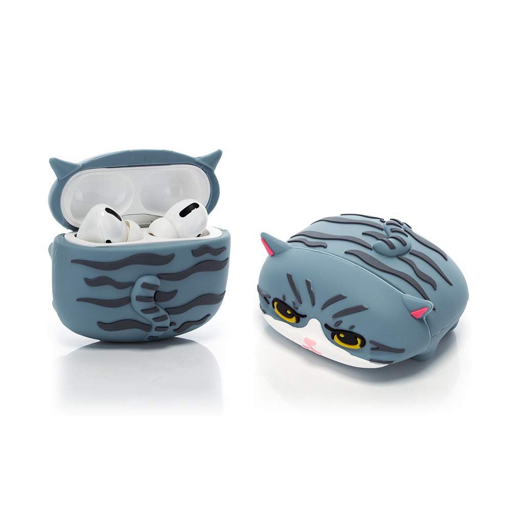 YIGEYI Silicone Case Compatible with Airpods Pro Funny Cute 3D Cartoon Cover [Cute Animal Pet PAPA Series] (Cat Blue)