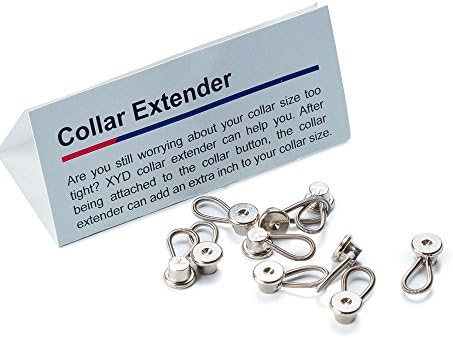 xydstay 10 Pack Metal Collar Extender, Neck Extender, Extra Breathing Room and Comfort, Spring Button Collar Expanders, for Men and Women, Dress Shirts, 10MM/0.39 Inch