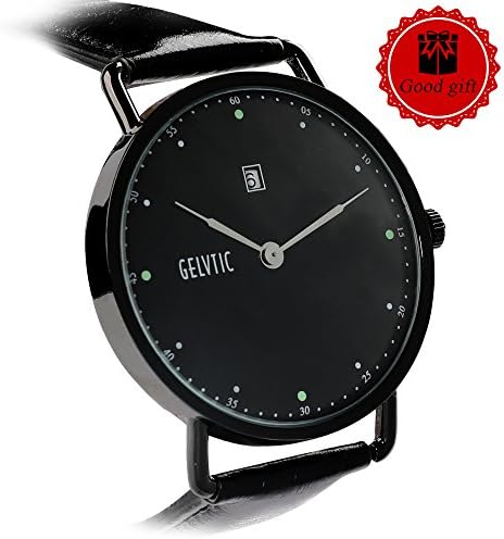 Mens Classic Luxury Business Casual Watches,Waterproof Quartz Analog Wrist Watch with Stainless Steel Back-Black Genuine Leather Strap-Classic Calendar Date Window