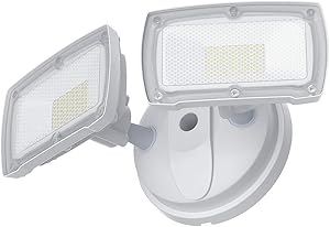 3000LM Dusk to Dawn Security Light, GLORIOUS-LITE 28W Flood Lights Outdoor, IP65 Waterproof, ETL Listed, 5500K White Light, Adjustable 2 Heads Wall Exterior Light for Backyard, Patio(No Motion Sensor)