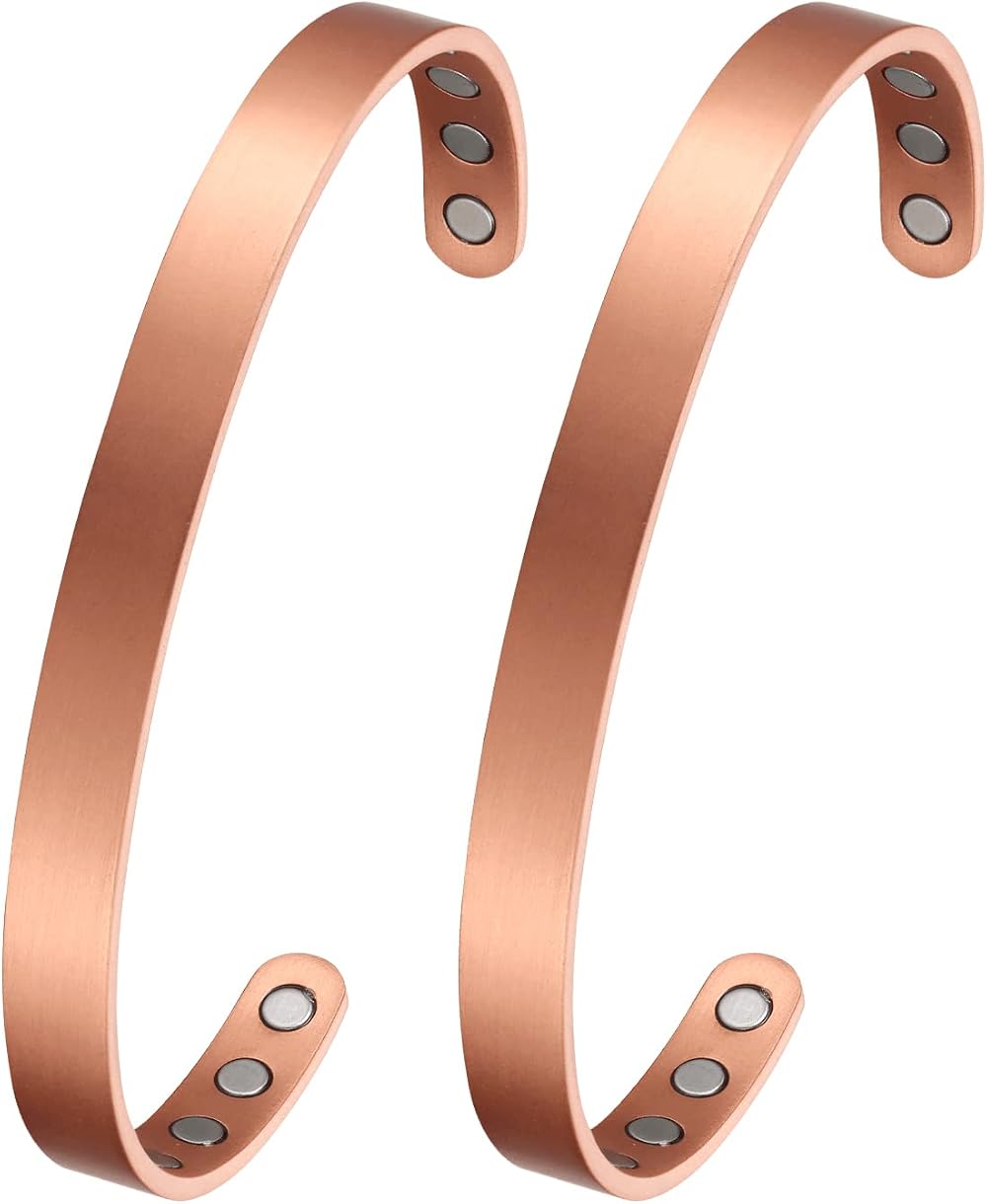 MagEnergy Copper Bracelet 99.9% Pure Copper Magnetic Bangle 8 Magnets 6.8 in