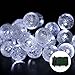 Qedertek Globe Battery Operated String Lights, 11ft 30 LED Outdoor Battery Lights, Waterproof Fairy Crystal Ball Lights for Indoor, Home, Garden, Patio, Lawn, Garden and Party Decoration(White)