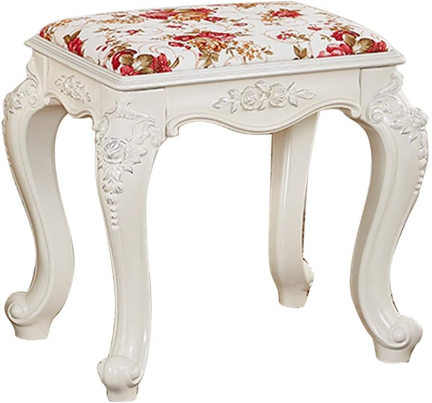 ZDY Retro Dressing Stool/Piano Chair/Makeup Seat/Padded Bench Chair, Plastic Steel Legs/Upholstered/High Resilience Sponge, for Dressing Room/Living Room/Bedroom.